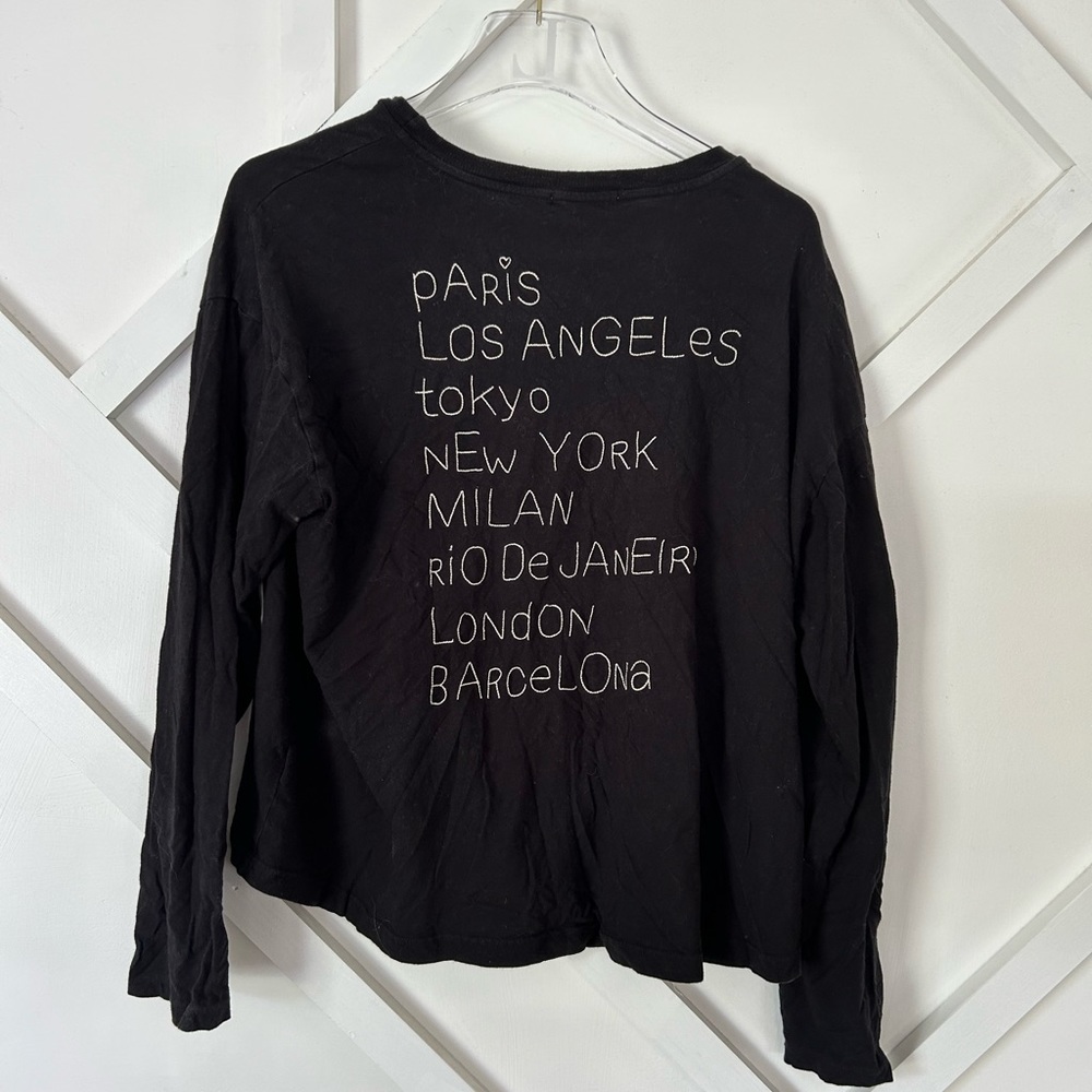 Sundry Long Sleeve Boxy Black Tee Size 2